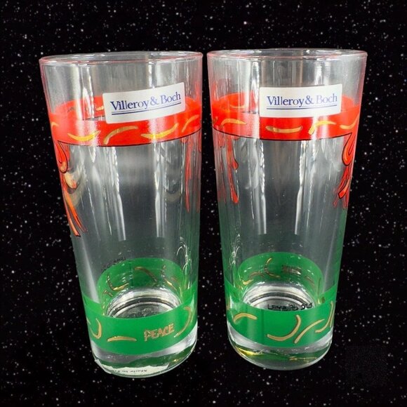 Villeroy and Boch Christmas Peace 4 Drinking Glasses Tumbler France Lamb 1996 - Picture 15 of 16
